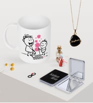 BK Gift Kişiye Özel Canım Annem Kupa Ayna ve Siyah Mineli Kolye Seti-17 (Model 1)