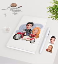 BK Gift Kişiye Özel Sevgililer Karikatürlü Beyaz Defter Kalem Seti-12