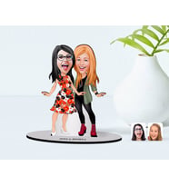 BK Gift Kişiye Özel Kız Kankalar Karikatürlü Ahşap Biblo Model-1 (Beyaz)