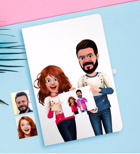 BK Gift Kişiye Özel Sevgililer Animasyon Karikatürlü Beyaz Defter-33