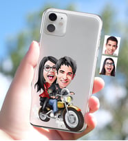 BK Gift Kişiye Özel Sevgililer Karikatürlü iPhone 11 İnce Şeffaf Silikon Telefon Kapağı-17 (Beyaz)