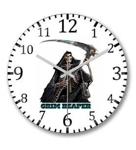 Grim Reaper Duvar Saati Bombeli Gercek Cam