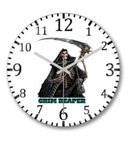 Grim Reaper Duvar Saati Bombeli Gercek Cam