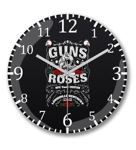 Guns N' Roses 3 Duvar Saati Bombeli Gercek Cam