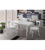 Sabit 70x120  Masa Beyaz 4 Adet Çapraz SandalyeTakım