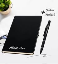 Kişiye Özel Yeni İş Hediyesi Deri Defter & Metal Tükenmez Kalem