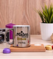 Maden Teknolojisi Öğretmeni Ahşap Altlıklı Mumlu Silver Kupa Bardak