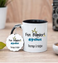 Fen Bilimleri Öğretmeni Siyah Kupa Bardak Ve Anahtarlık Set