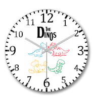 The Dinos White Dinozorlar Duvar Saati Bombeli Gercek Cam