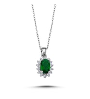 Lova Pırlantalı Oval Zümrüt Anturaj Kolye - 2040013