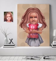 BK Gift Kişiye Özel Kız Çocuk İllüstrasyon Tasarımlı Kanvas Tablo 70x100cm-1
