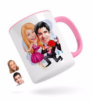 BK Gift Kişiye Özel Sevgililer Karikatürlü Pembe Kupa Bardak-9