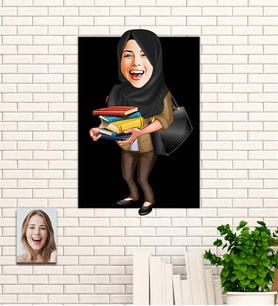 Kişiye Özel Hediye Öğretmen  Karikatür Ahşap Tablo