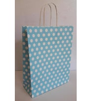 KRAFT KAĞIT ÇANTA MAVİ PUANLI 18CM X 24CM - 1 ADET (Karışık)