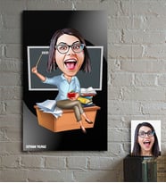 BK Gift Kişiye Özel Bayan Öğretmen Karikatür Ahşap Tablo - 2