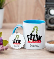 Fizik Mühendisi Mavi Kupa Bardak Ve Anahtarlık Set