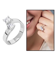 Starlight Diamond Pırlanta Montür Asimetrik 925 Ayar Gümüş Bayan Çifttaş Yüzük