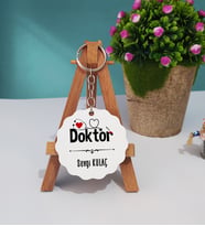 Doktor Hediye Ahşap Anahtarlık