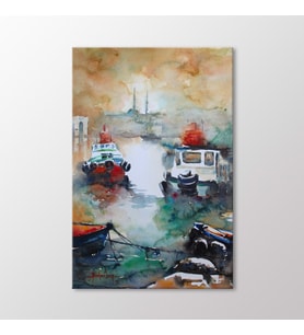 Arty Tablo Suluboya Tekneler ve İstanbul Tablo (Karışık)