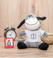 Çiftlere Özel İki İsimli ve Tarihli Peluş Eşek ve Mini Fotoğraf Çerçevesi