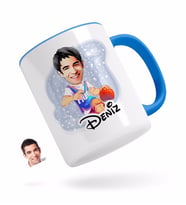 BK Gift Kişiye Özel Erkek Basketbolcu Karikatürlü Mavi Kupa Bardak-2