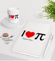 BK Gift Kişiye Özel Matematik Öğretmeni Beyaz Defter Kalem Türk Kahvesi Fincanı Seti-12 (Model 1)
