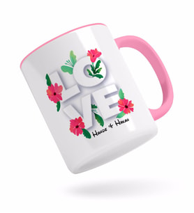 BK Gift Kişiye Özel Love Tasarımlı Pembe Kupa Bardak-3