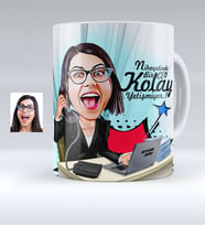 BK Gift Kişiye Özel Bayan Ceo Karikatürlü Beyaz Kupa Bardak  1