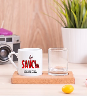 Savcı Ahşap Sunumlu Türk Kahvesi Fincanı