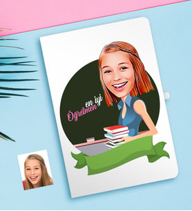 BK Gift Kişiye Özel Bayan En İyi Öğretmen Karikatürlü Defter