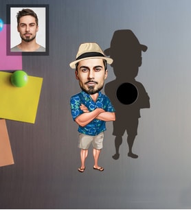Kişiye Özel Erkek Karikatürlü Ahşap Magnet Model-9