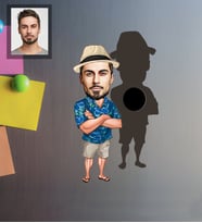 Kişiye Özel Erkek Karikatürlü Ahşap Magnet Model-9