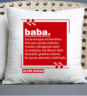 Babalara Özel İsimli Yastık (Beyaz)