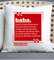 Babalara Özel İsimli Yastık (Beyaz)