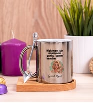 Canım Kendim Ahşap Altlıklı Silver Kupa Bardak