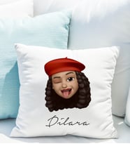 Emoji Kız Stiker Yastığı Kişiye Özel