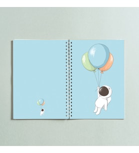 Astronot Balon Tasarımlı Spiralli A5 96 Yaprak Çizgisiz Defter