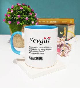 Sevgililer Günü Hediyesi Sevgili Tasarımlı Kişiye Özel Sevgililer Günü Hediyesi Kupa Bardak Mavi