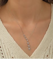 Papatya Silver Kayan Yıldızlar Kolye Nano Zirkon Taşlı Rodyum Kaplama Gümüş