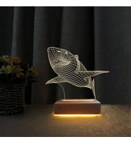 3d Doğum Günü Hediyesi Köpekbalığı  Çocuk Odası Gece Lambası (Sarı)