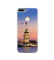 Kız Kulesi Tasarımlı Süper Şeffaf Silikon Telefon Kılıfı Huawei Honor 7c-Y7 (201