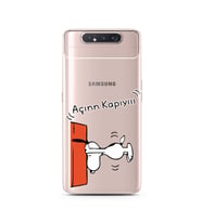 Snoopy Tasarımlı Süper Şeffaf Silikon Telefon Kılıfı Samsung A80