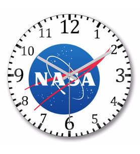 Nasa Logosu Duvar Saati Bombeli Gercek Cam