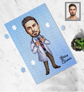 Kişiye Özel Doktor Tasarımlı Karikatür A4 99 Parça Puzzle Bay-6