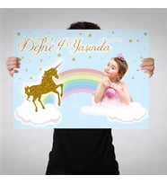 Doğum Günü Afişi Gold Unicorn Konsept 70x100cm