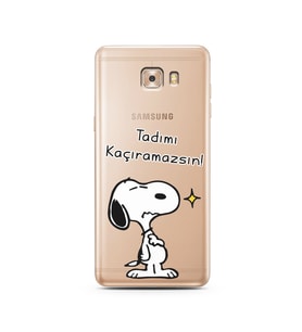 Snoopy Tasarımlı Süper Şeffaf Silikon Telefon Kılıfı Samsung C9 
