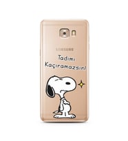 Snoopy Tasarımlı Süper Şeffaf Silikon Telefon Kılıfı Samsung C9 