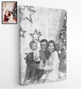 Kişiye Özel Yılbaşı Yeni Yıl Karakalem Tasarımlı Kanvas Tablo 50x70 - MODEL 2