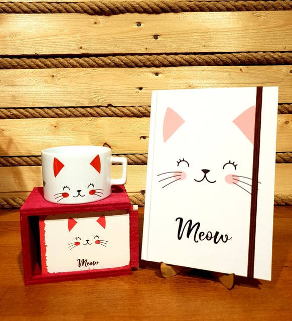 Sevimli Kedi Kupa Ve Defter Arkadaşa Hediye