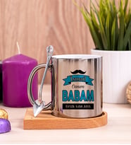 Canım Babam Ahşap Altlıklı Silver Kupa Bardak